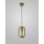 M6201 Jarras Pendant 20cm Round 1 Light Matt Gold/Cognac Glass
