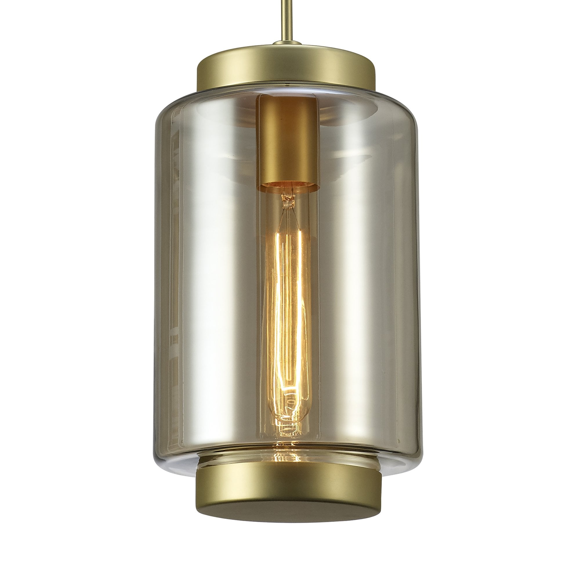 M6201 Jarras Pendant 20cm Round 1 Light Matt Gold/Cognac Glass