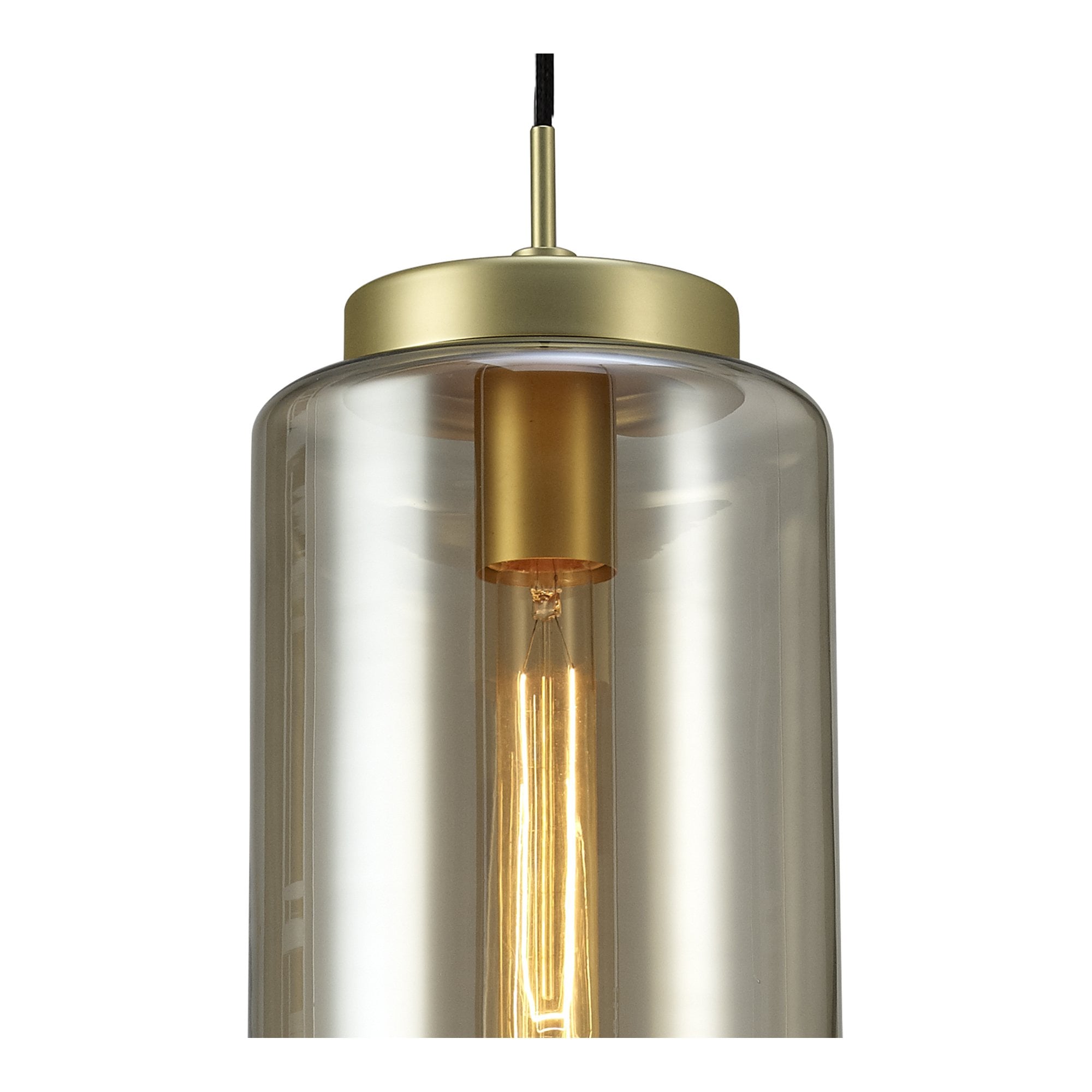 M6201 Jarras Pendant 20cm Round 1 Light Matt Gold/Cognac Glass
