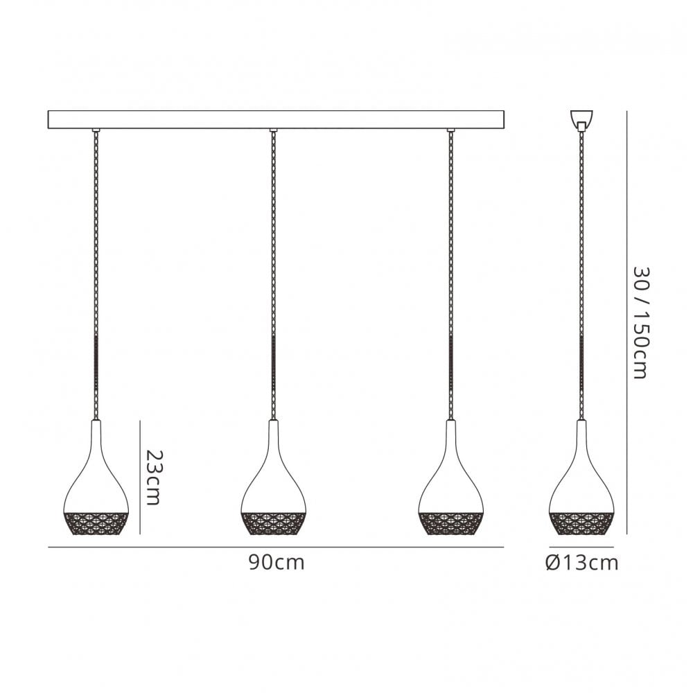 M5161 Khalifa Linear Pendant 3 Light GU10 Line Polished Chrome