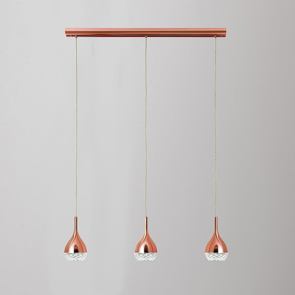 M5166 Khalifa Linear Pendant 3 Light GU10 Line Copper