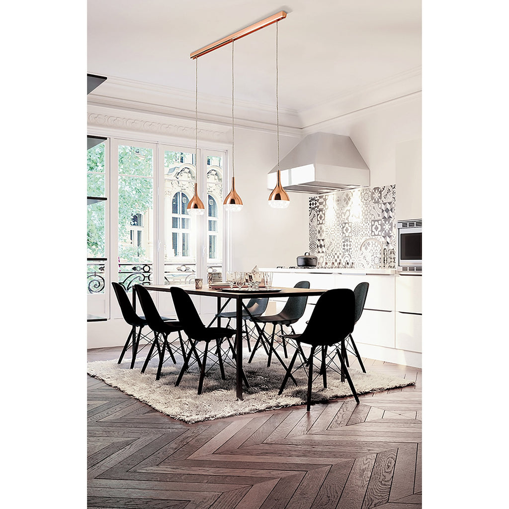 M5166 Khalifa Linear Pendant 3 Light GU10 Line Copper