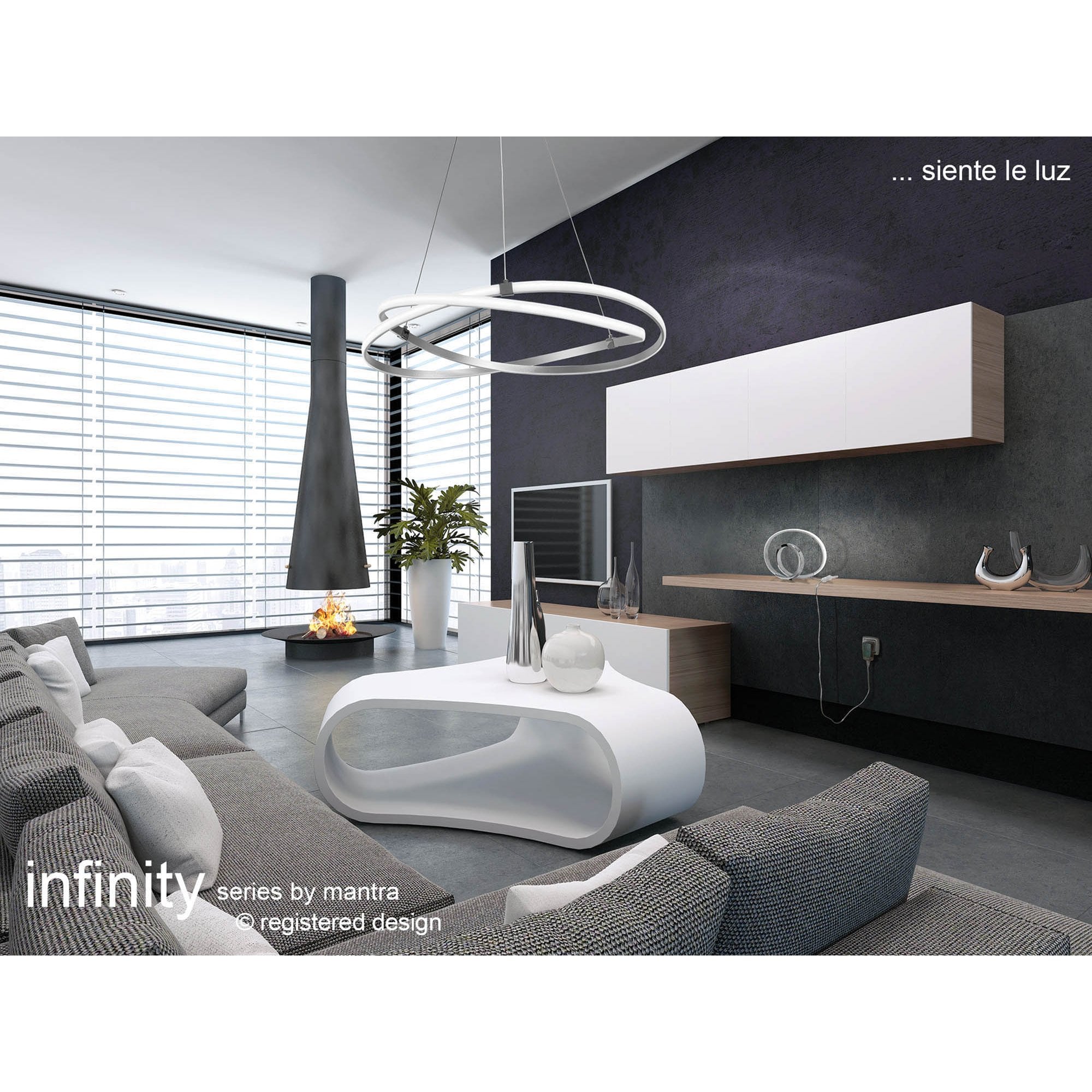 M5381 Infinity Pendant 60W LED Silver/Polished Chrome/White Acrylic