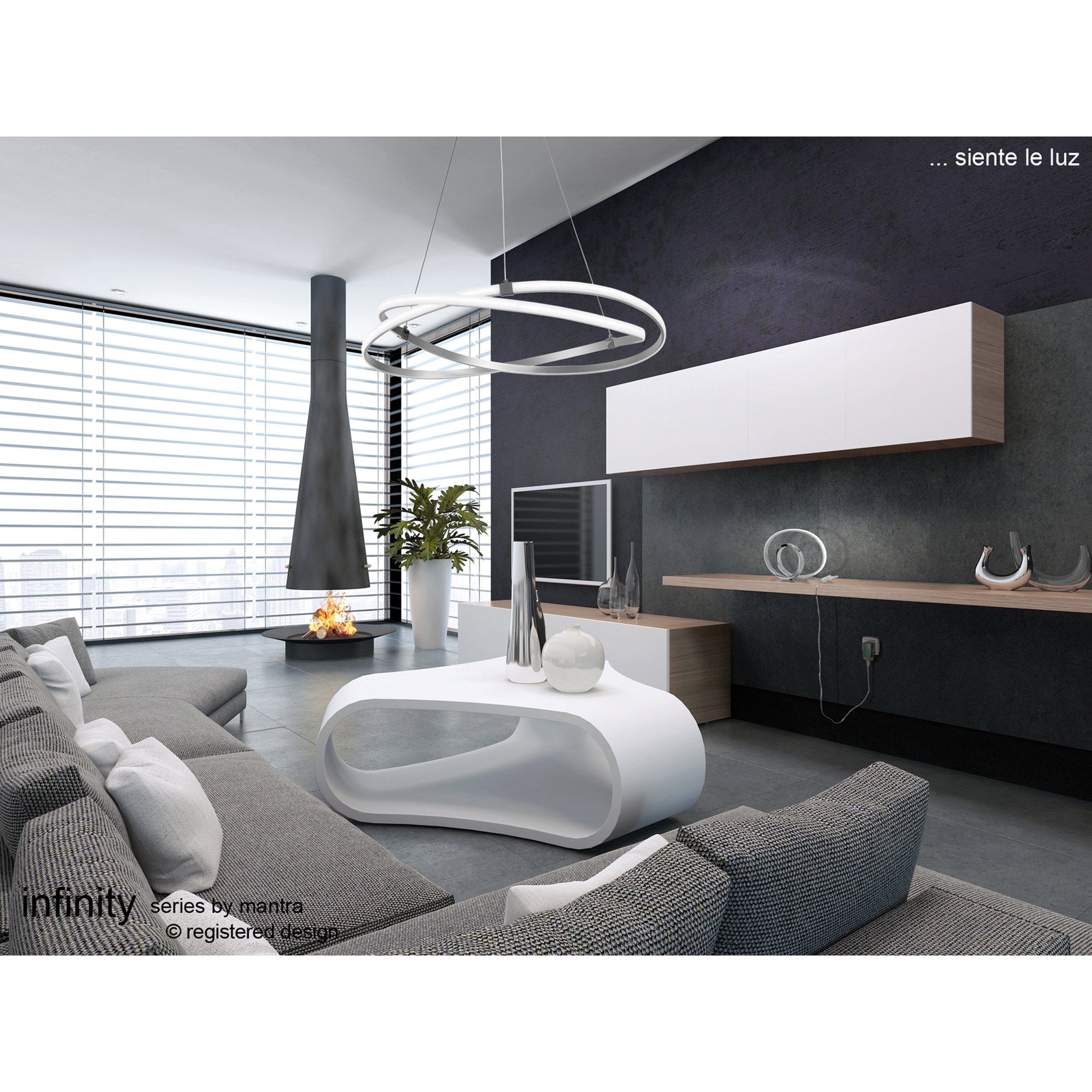 Infinity Pendant 30W LED Silver/Polished Chrome/White Acrylic