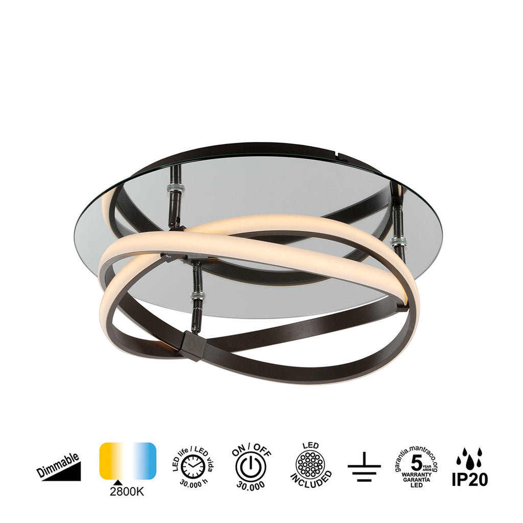 M5392 Infinity Flush 30W LED Brown Oxide/White Acrylic/Clear Mirror