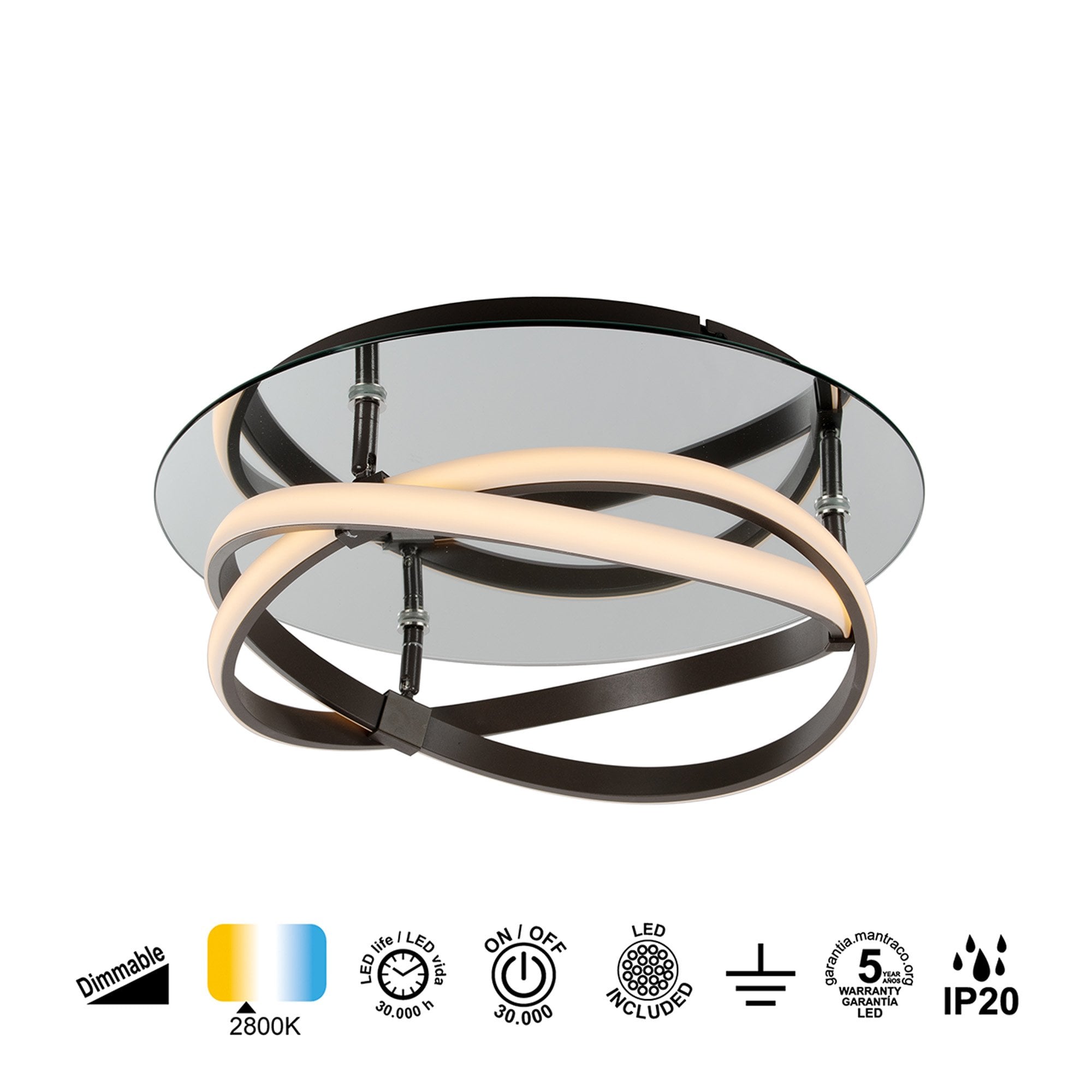 M5392 Infinity Flush 30W LED Brown Oxide/White Acrylic/Clear Mirror