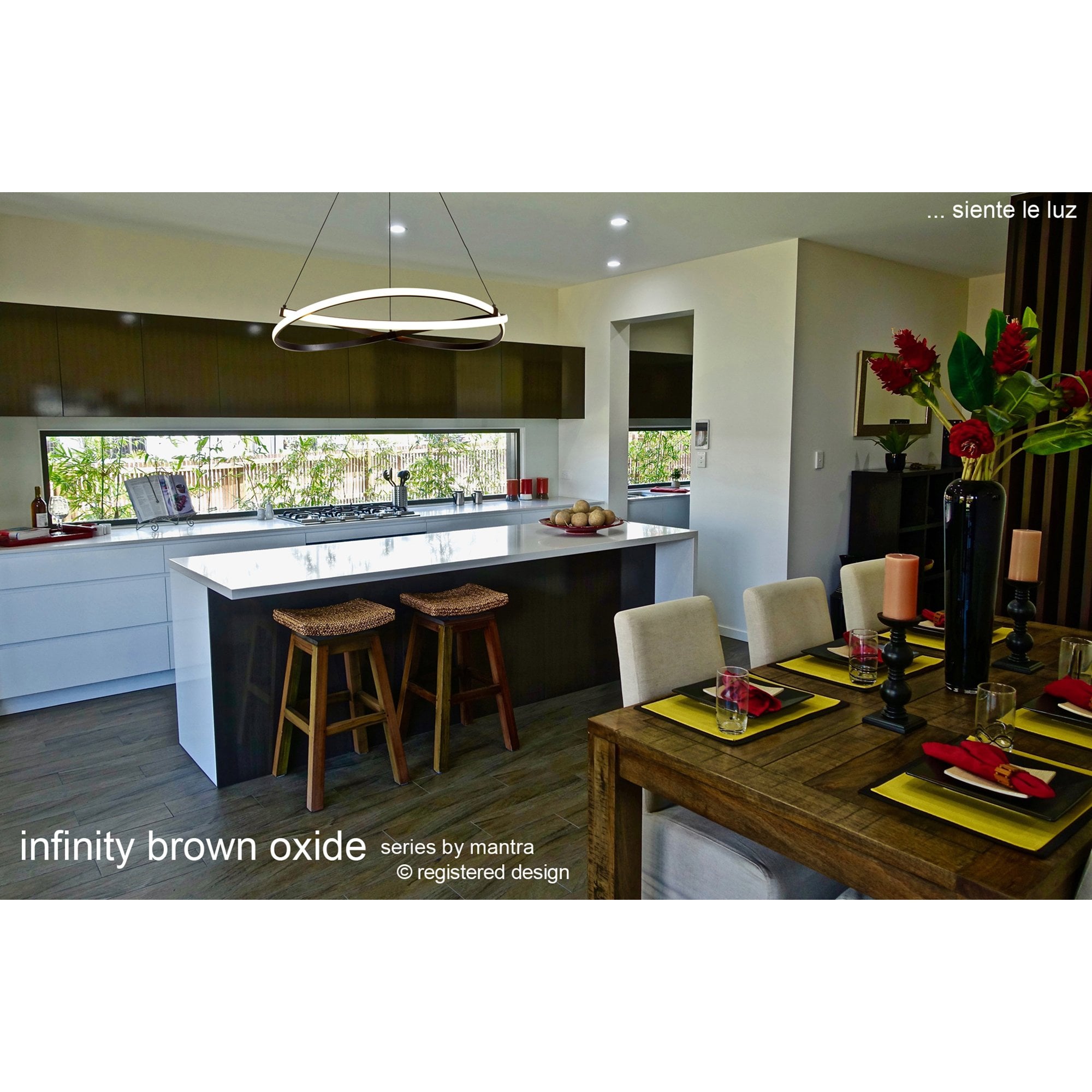 M5394 Infinity Pendant 30W LED Brown Oxide/White Acrylic