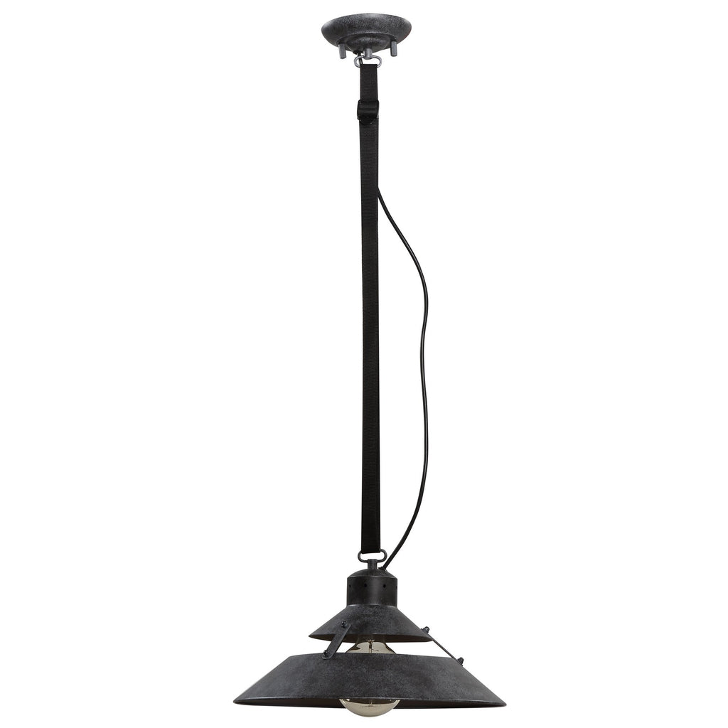 M5441 Industrial Ceiling 1 Light 40W E27 Medium Oxide Metal Black Belt