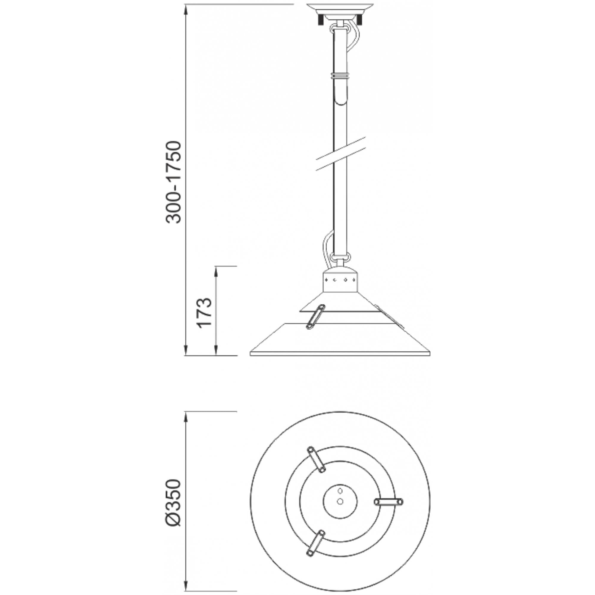 M5441 Industrial Ceiling 1 Light 40W E27 Medium Oxide Metal Black Belt