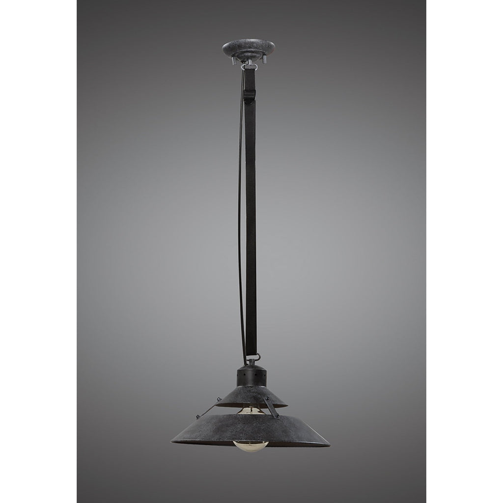 M5441 Industrial Ceiling 1 Light 40W E27 Medium Oxide Metal Black Belt