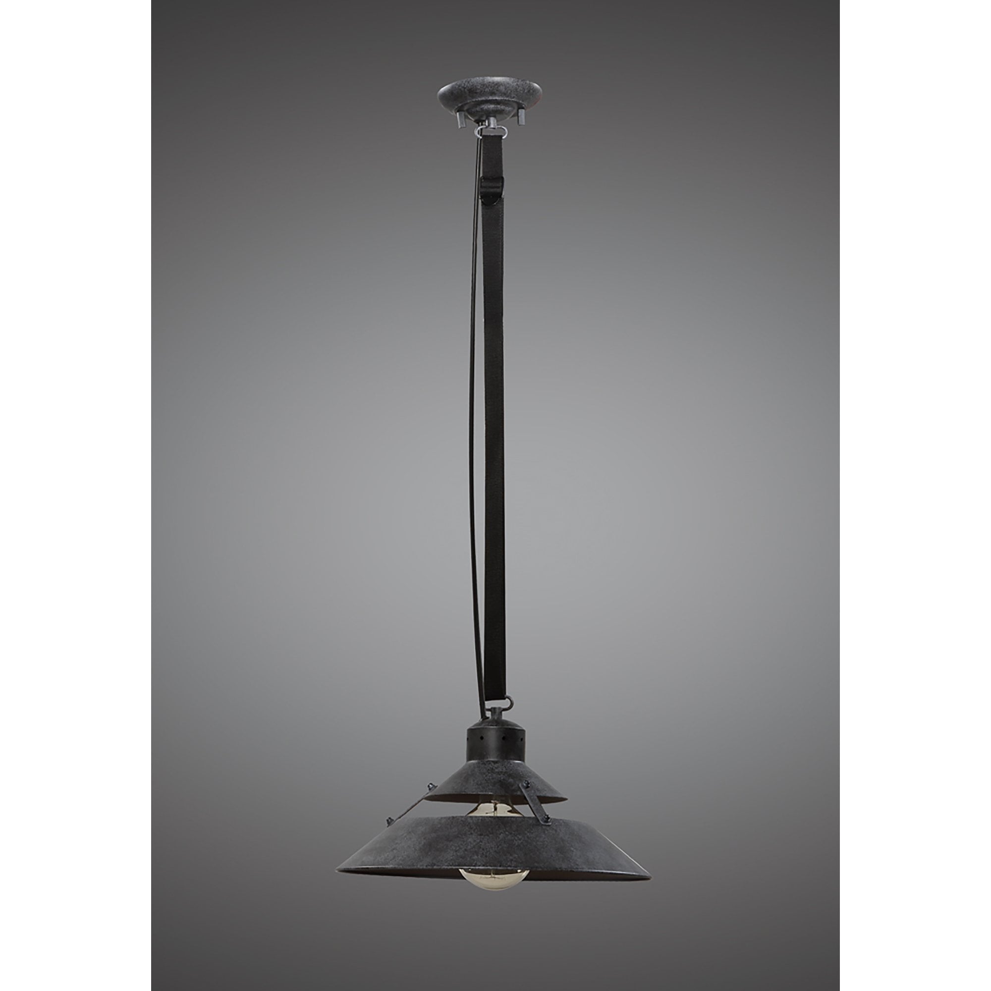 M5441 Industrial Ceiling 1 Light 40W E27 Medium Oxide Metal Black Belt
