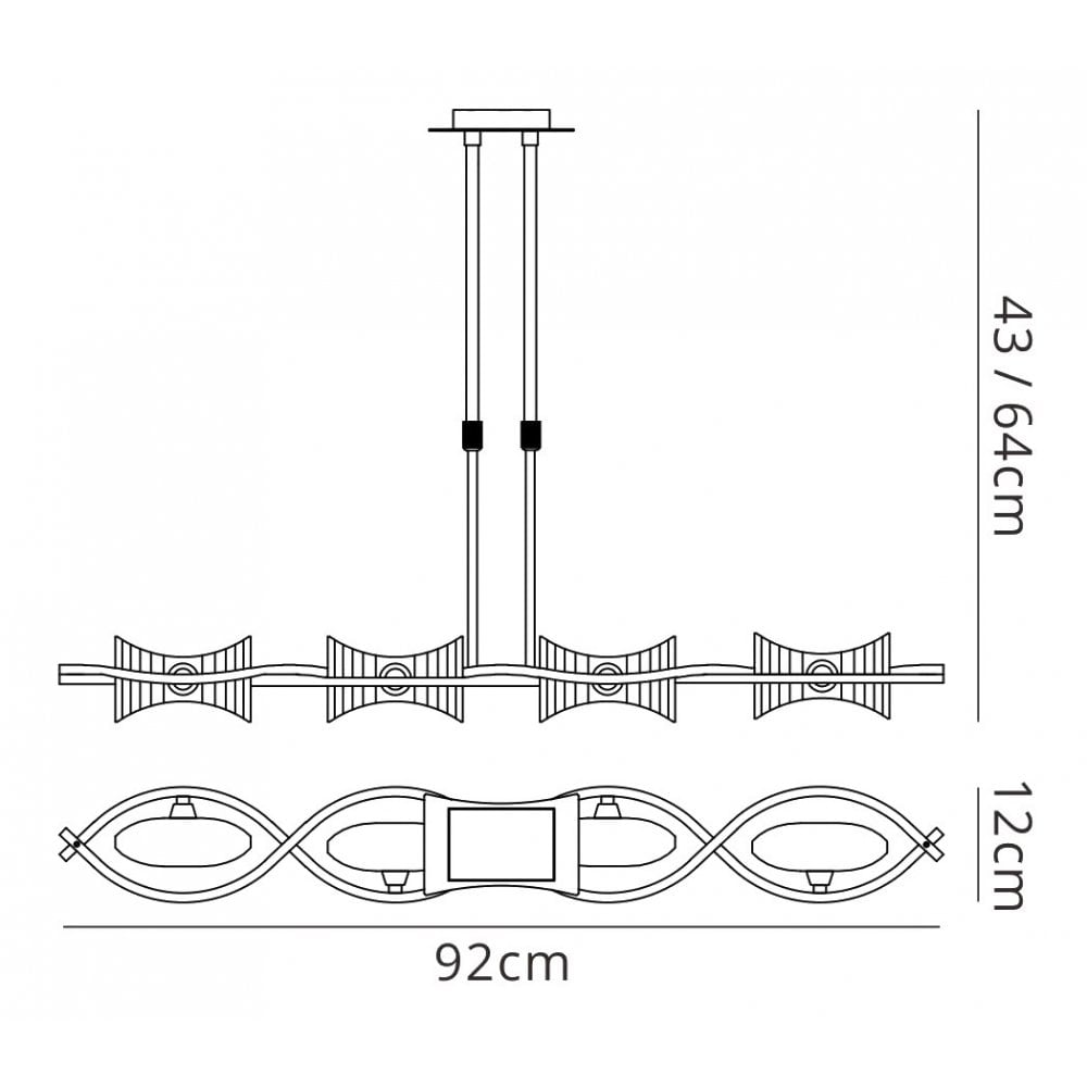 M0880AB Kromo Linear Telescopic 4 Light G9 Line Antique Brass