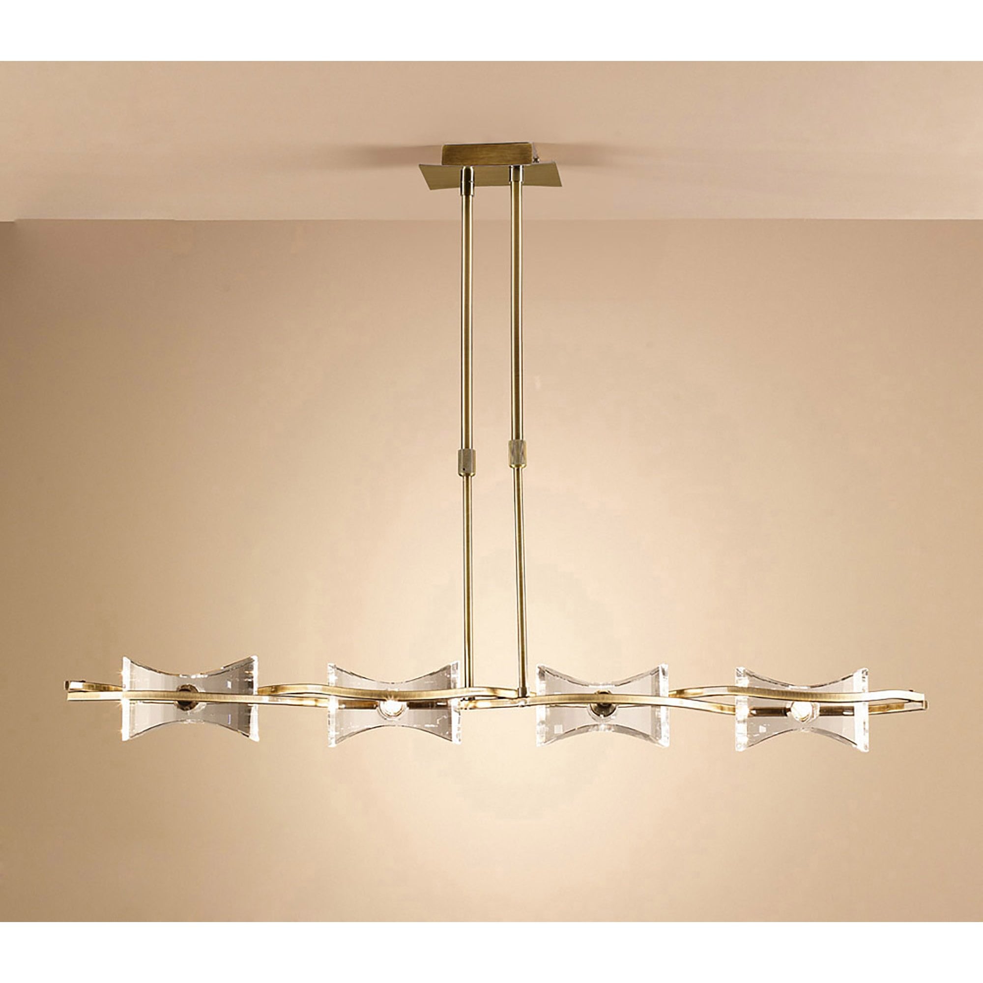 M0880AB Kromo Linear Telescopic 4 Light G9 Line Antique Brass