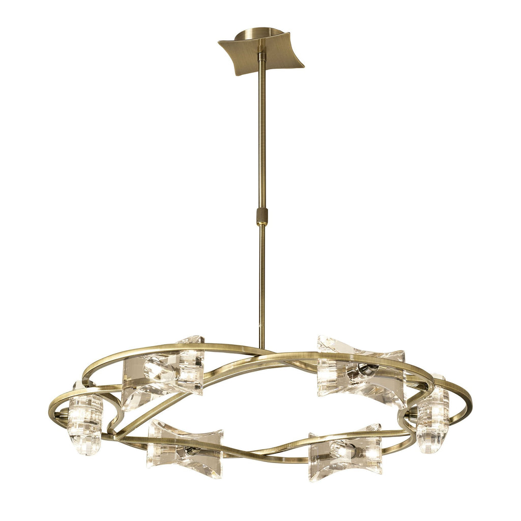 M0887AB Kromo Telescopic 6 Light G9 Round Antique Brass