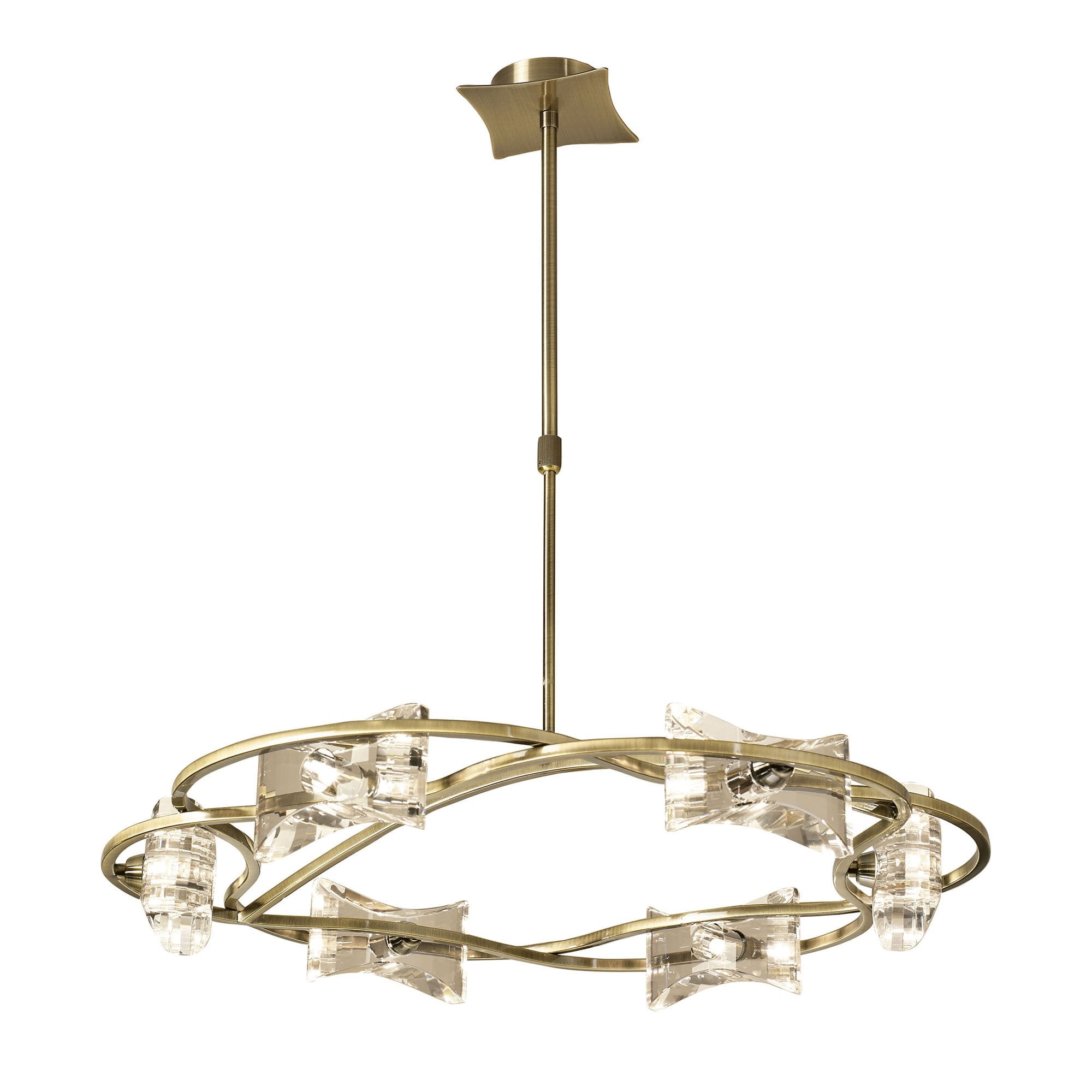 M0887AB Kromo Telescopic 6 Light G9 Round Antique Brass