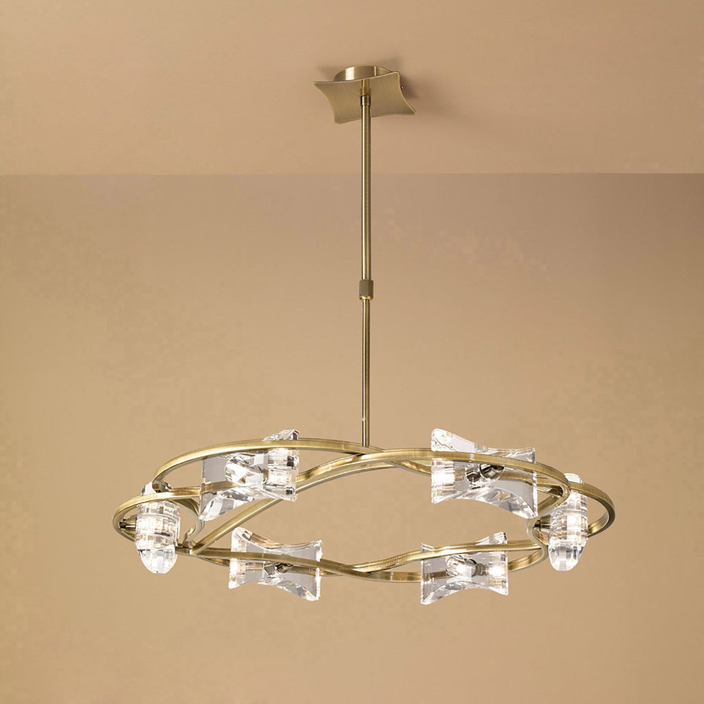 M0887AB Kromo Telescopic 6 Light G9 Round Antique Brass