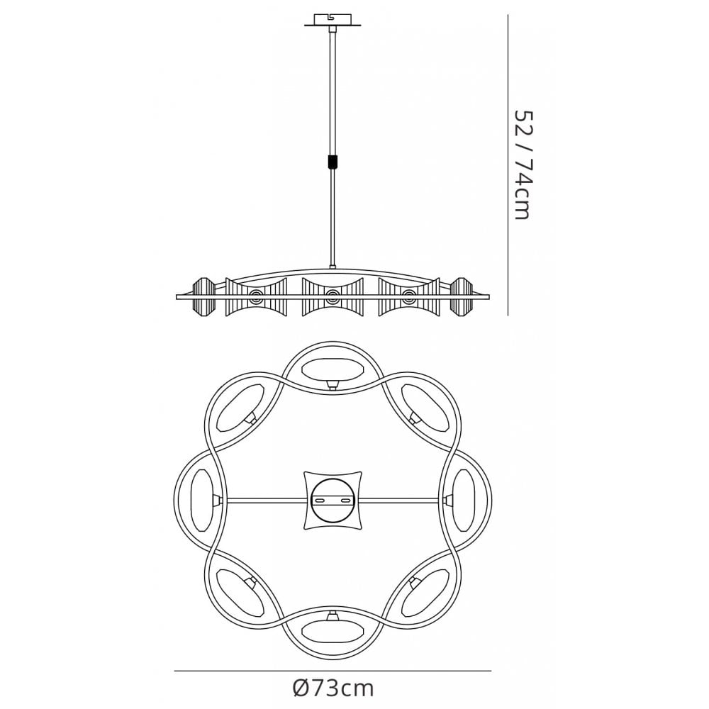 M0888 Kromo Telescopic 8 Light G9 Round Polished Chrome