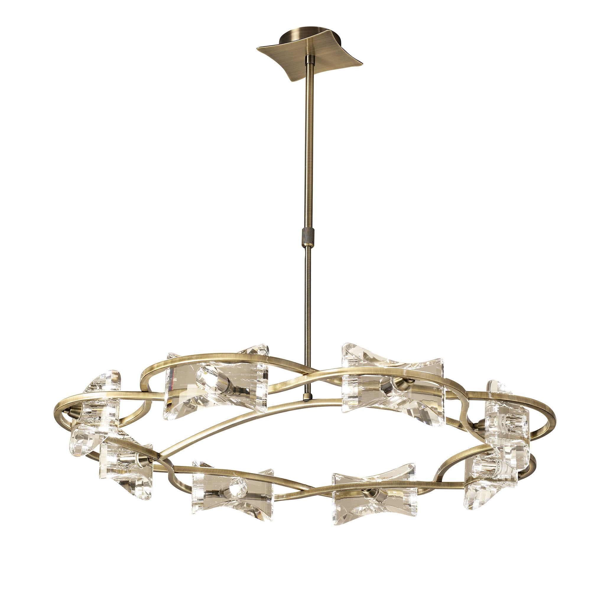 M0888AB Kromo Telescopic 8 Light G9 Round Antique Brass