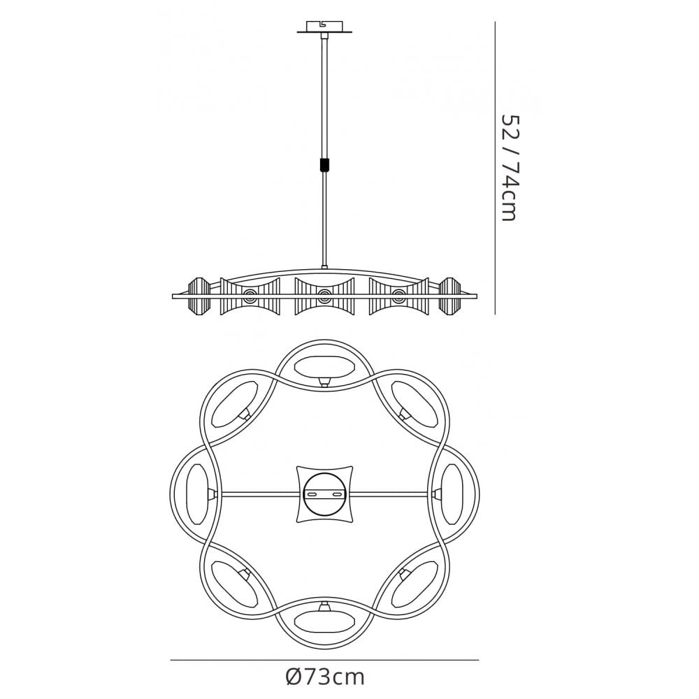 M0888AB Kromo Telescopic 8 Light G9 Round Antique Brass
