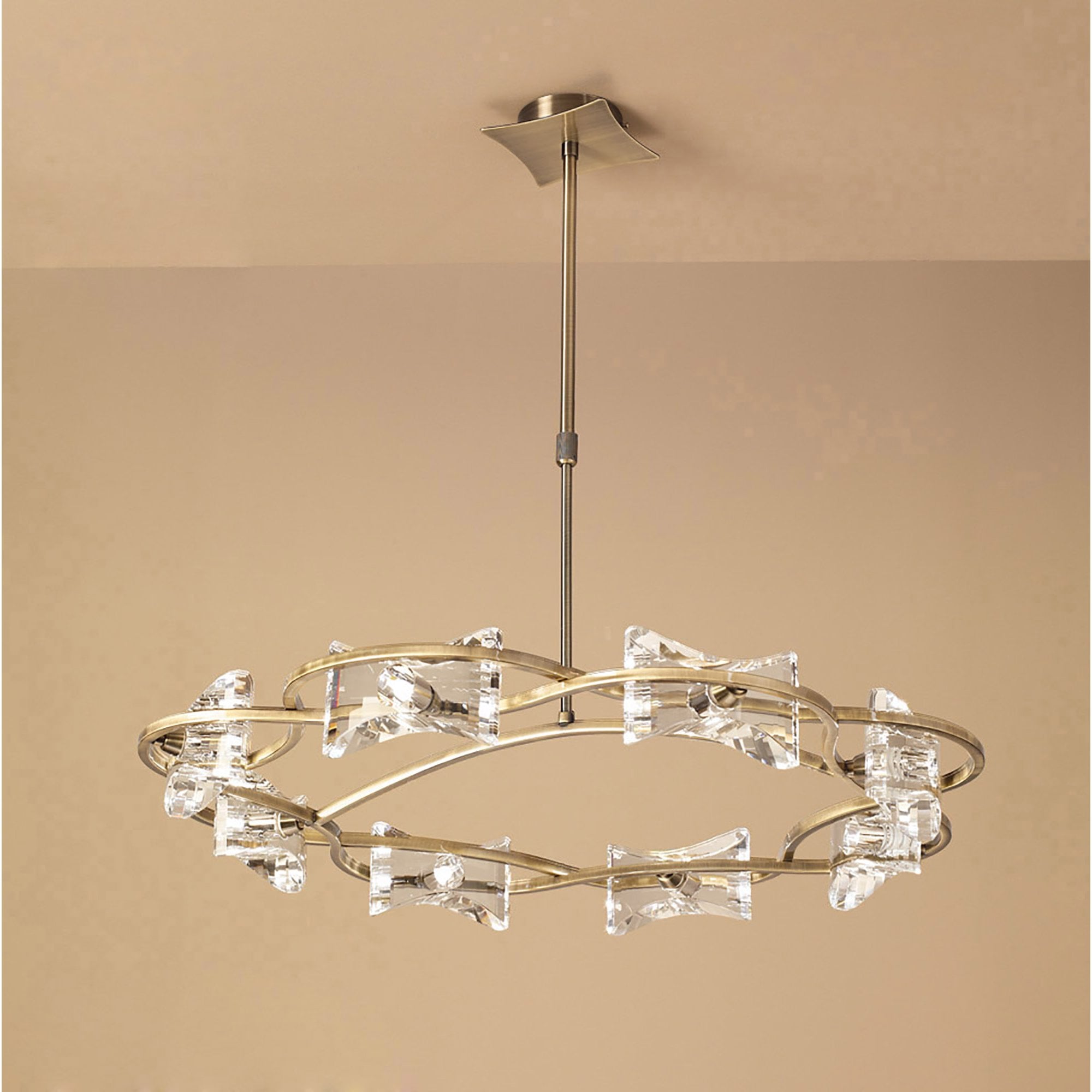 M0888AB Kromo Telescopic 8 Light G9 Round Antique Brass