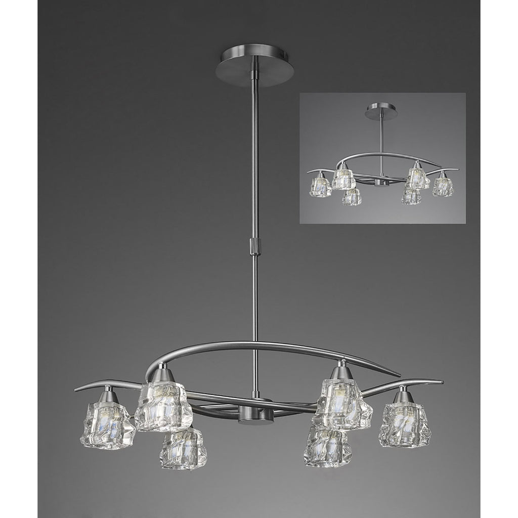 M3750 Iku Telescopic Convertible To Semi Flush 6 Light G9 Satin Nickel