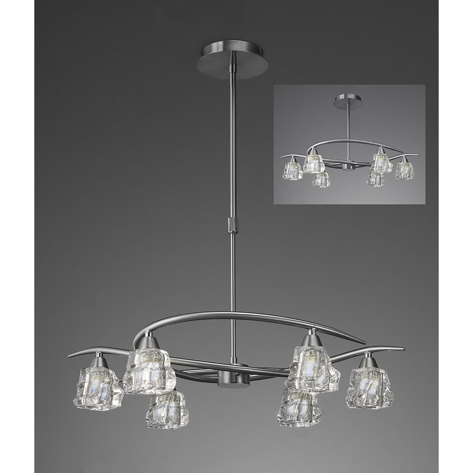 M3750 Iku Telescopic Convertible To Semi Flush 6 Light G9 Satin Nickel