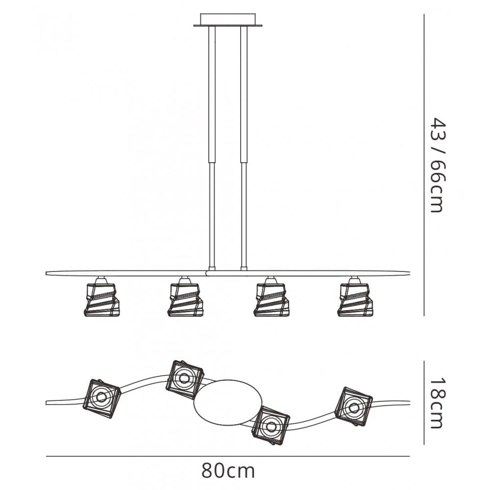 M3751 Iku Linear Telescopic 4 Light G9 Line Satin Nickel