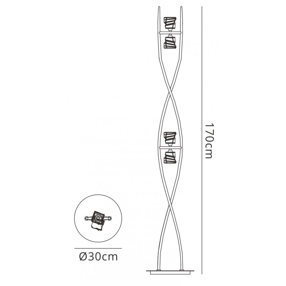M3758 Iku Floor Lamp 4 Light G9 Satin Nickel