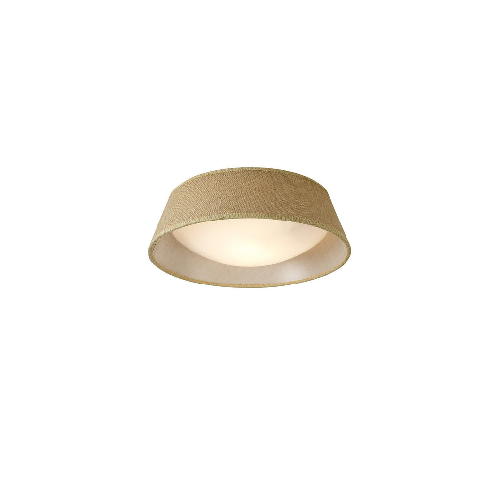 M6414 Sabina Ceiling 2 x E27 (Max 20W) Brown Linen Shade/White Acrylic