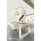 M6414 Sabina Ceiling 2 x E27 (Max 20W) Brown Linen Shade/White Acrylic