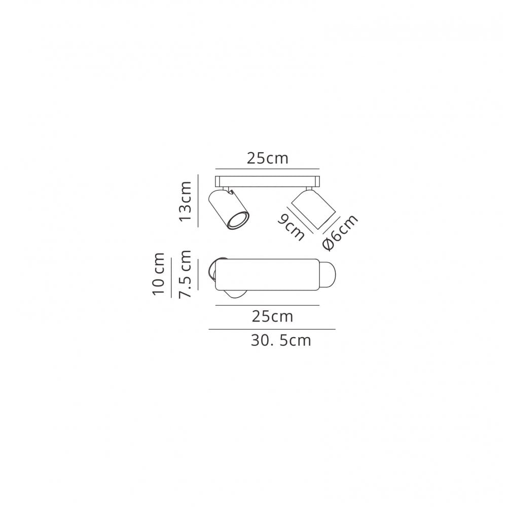 M6282 Sal Linear 2 Light Spotlight GU10 Matt White