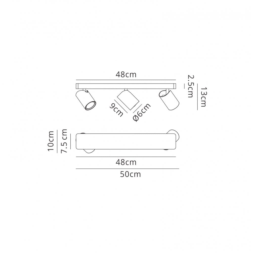 M6281 Sal Linear 3 Light Spotlight GU10 Matt White