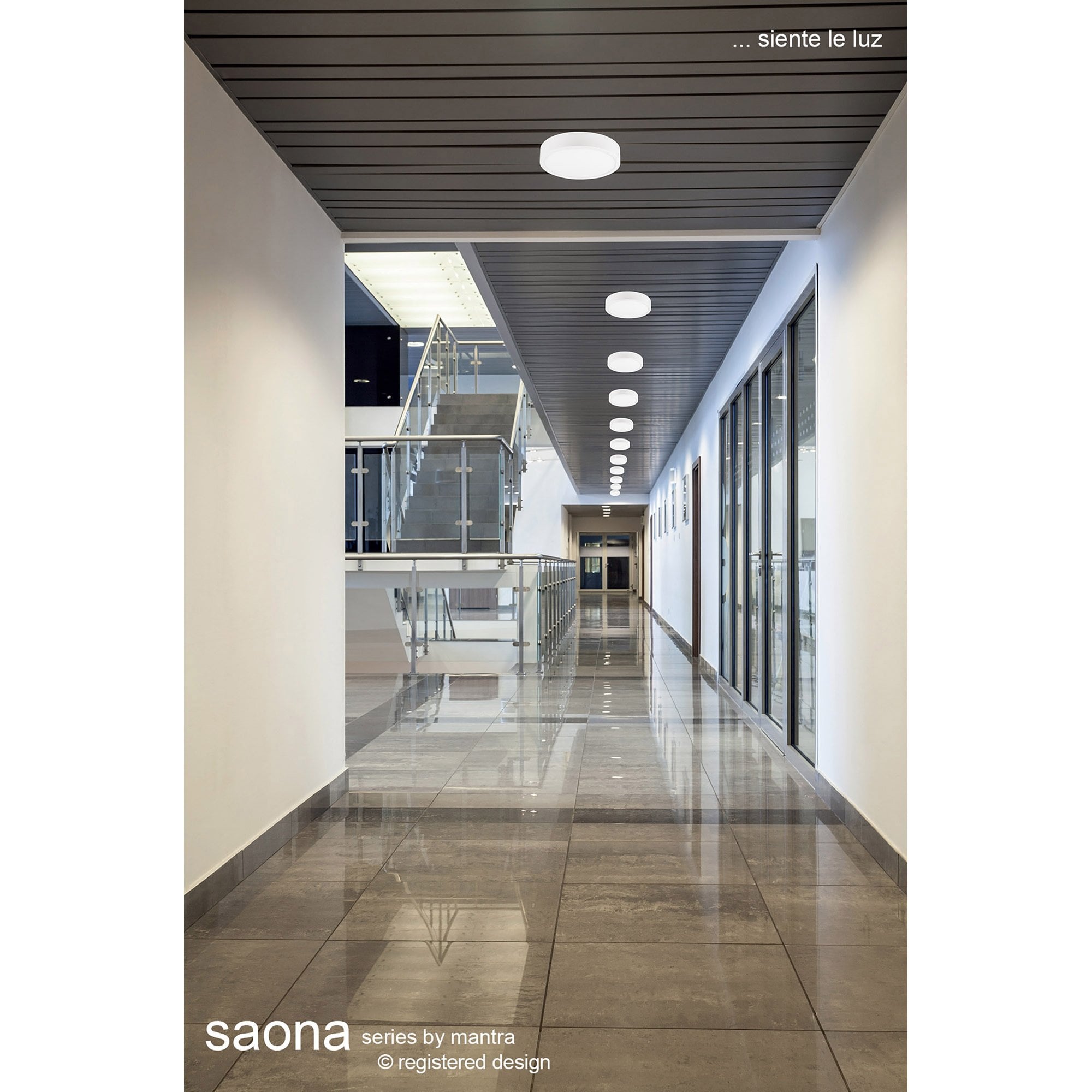 MC0193 Saona 22.5cm Square Recessed Ultra Slim Downlight 24W LED Matt White