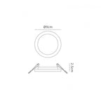 MC0180 Saona 9cm Round LED Recessed Ultra Slim Downlight 6W Matt White/Frosted Acrylic