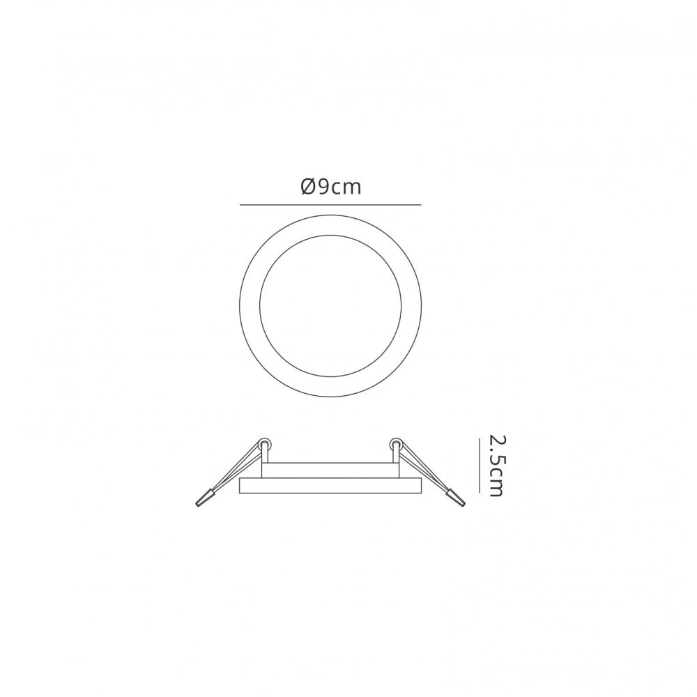 MC0180 Saona 9cm Round LED Recessed Ultra Slim Downlight 6W Matt White/Frosted Acrylic
