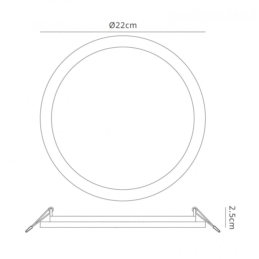 MC0183 Saona 22.5cm Round LED Recessed Ultra Slim Downlight 24W Matt White/Frosted Acrylic