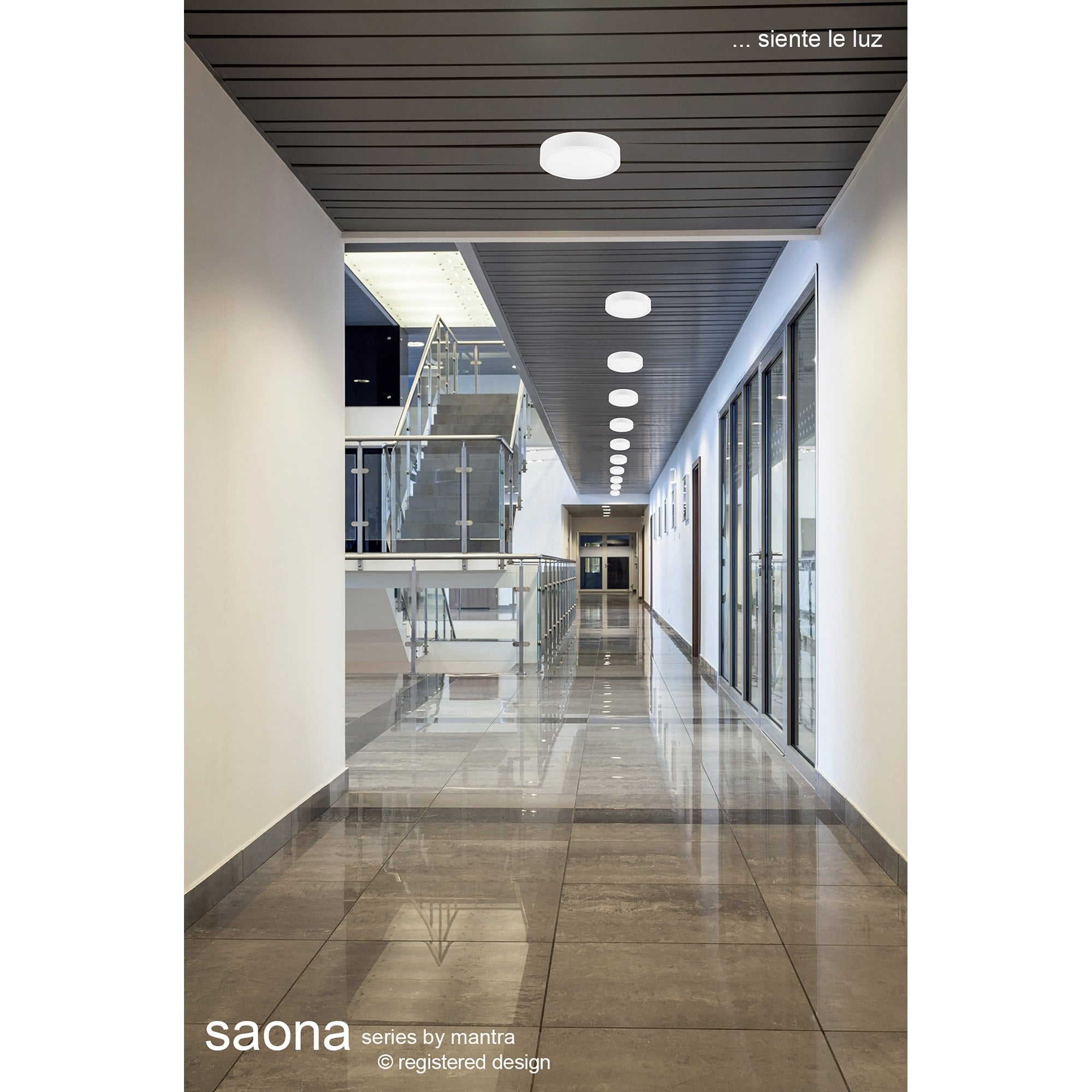 MC0183 Saona 22.5cm Round LED Recessed Ultra Slim Downlight 24W Matt White/Frosted Acrylic