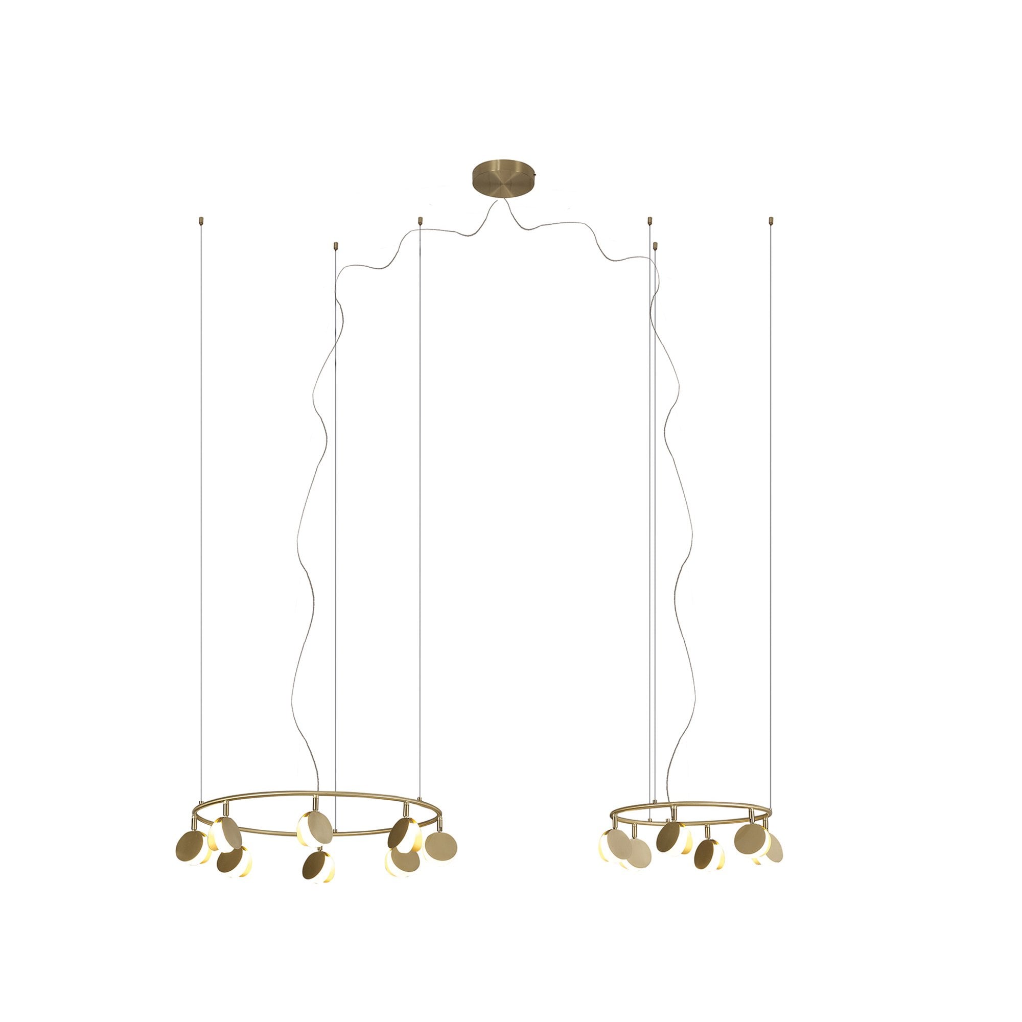 M7356 Shell 8+6 Light Pendant Round 70W LED Gold