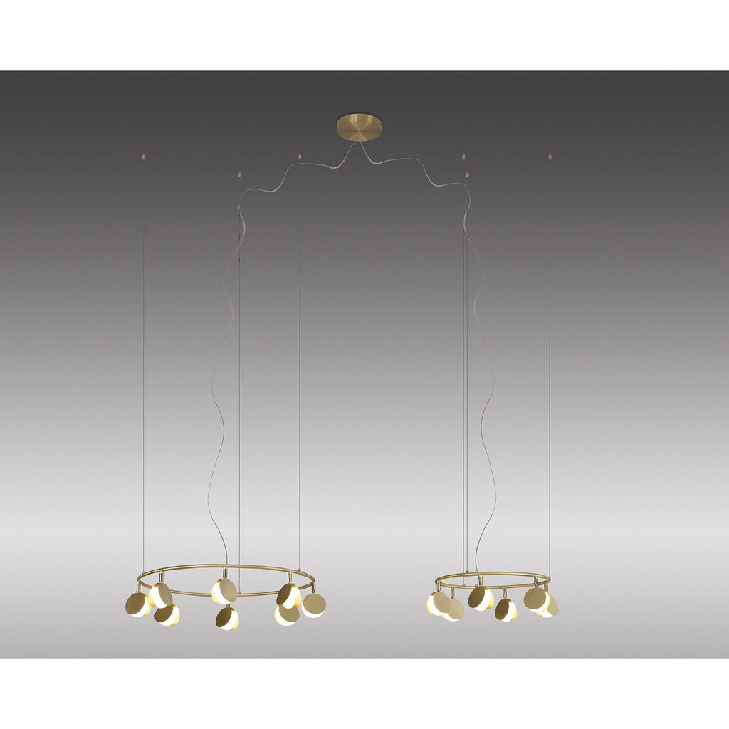 M7356 Shell 8+6 Light Pendant Round 70W LED Gold