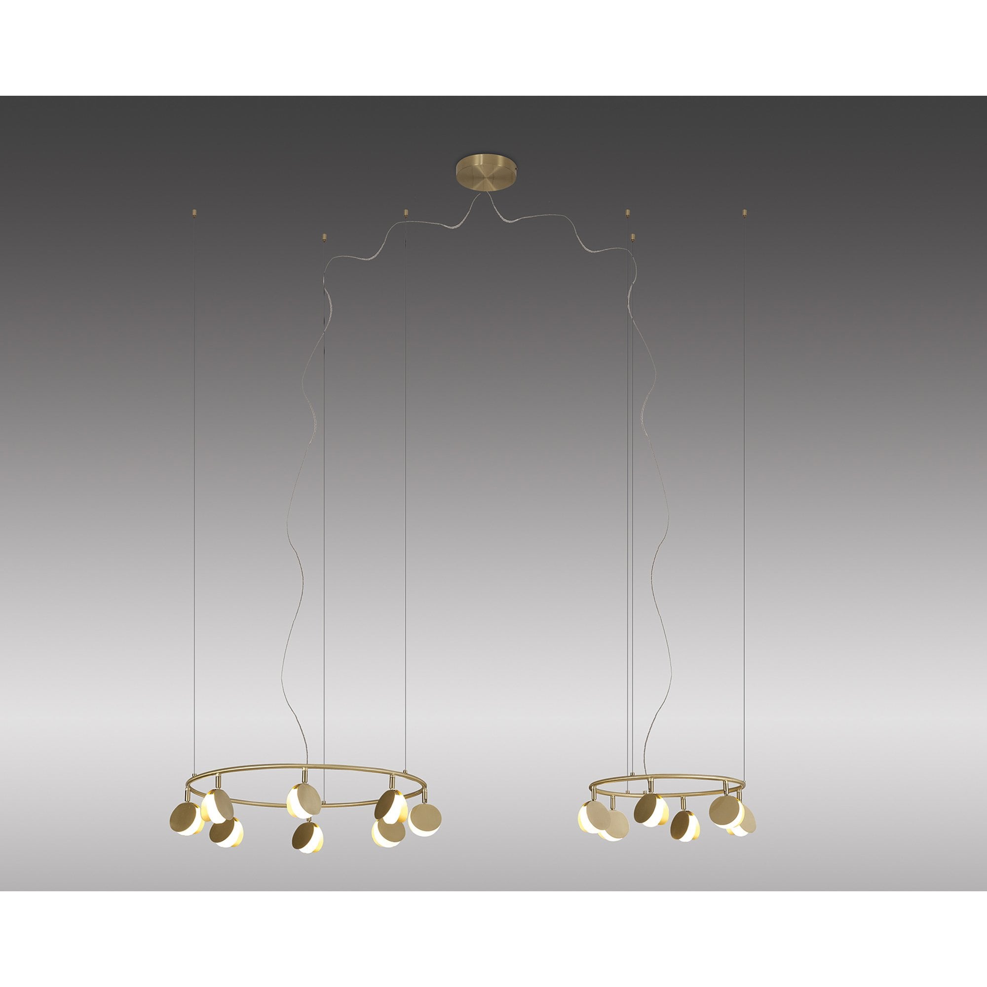 M7356 Shell 8+6 Light Pendant Round 70W LED Gold
