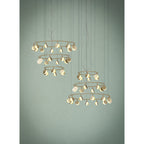 M7356 Shell 8+6 Light Pendant Round 70W LED Gold