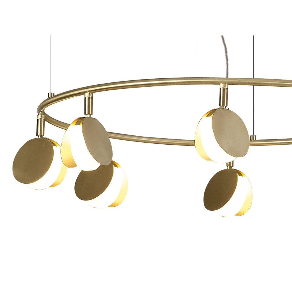M7356 Shell 8+6 Light Pendant Round 70W LED Gold