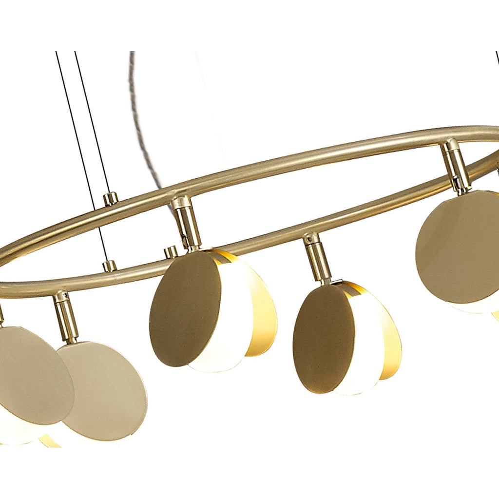 M7356 Shell 8+6 Light Pendant Round 70W LED Gold