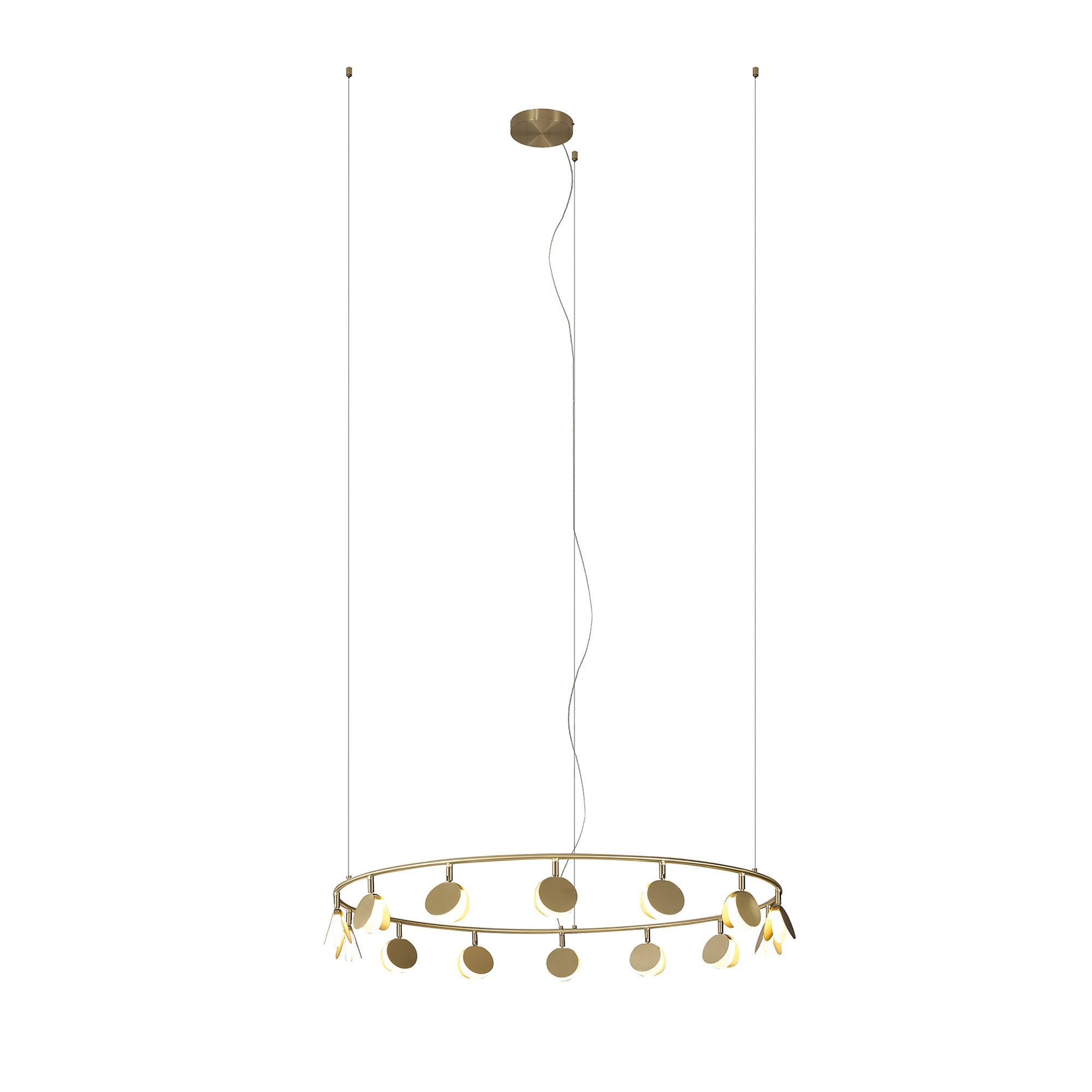 M7357 Shell 14 Light Pendant Round 60W LED Gold