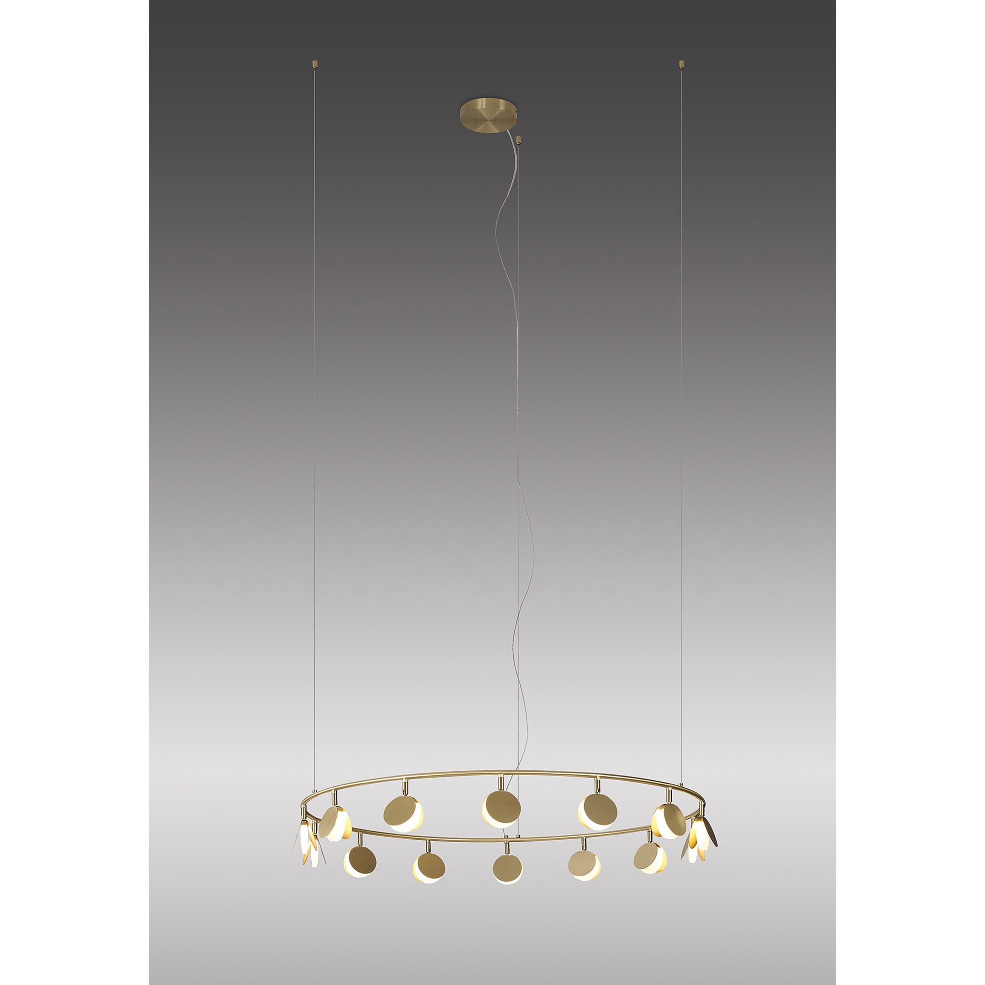 M7357 Shell 14 Light Pendant Round 60W LED Gold
