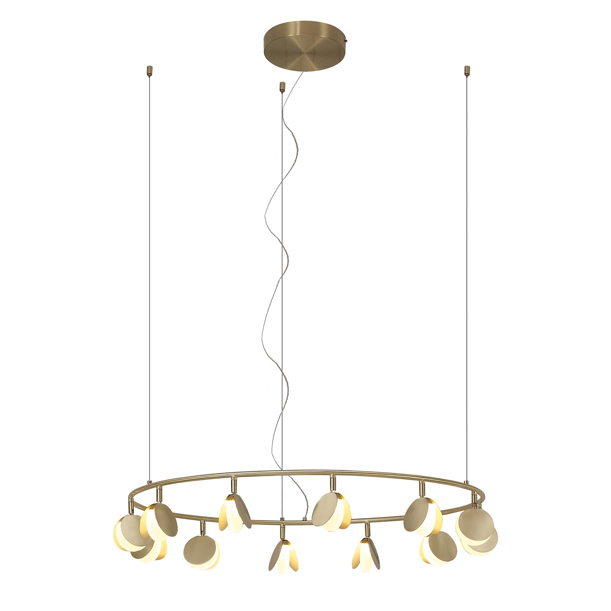 M7260 Shell 12 Light Pendant Round 50W LED Gold