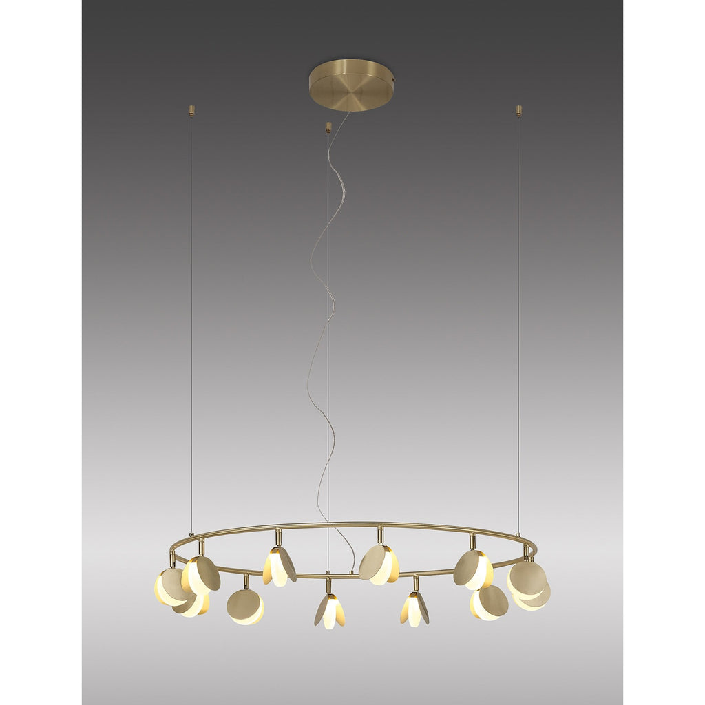 M7260 Shell 12 Light Pendant Round 50W LED Gold