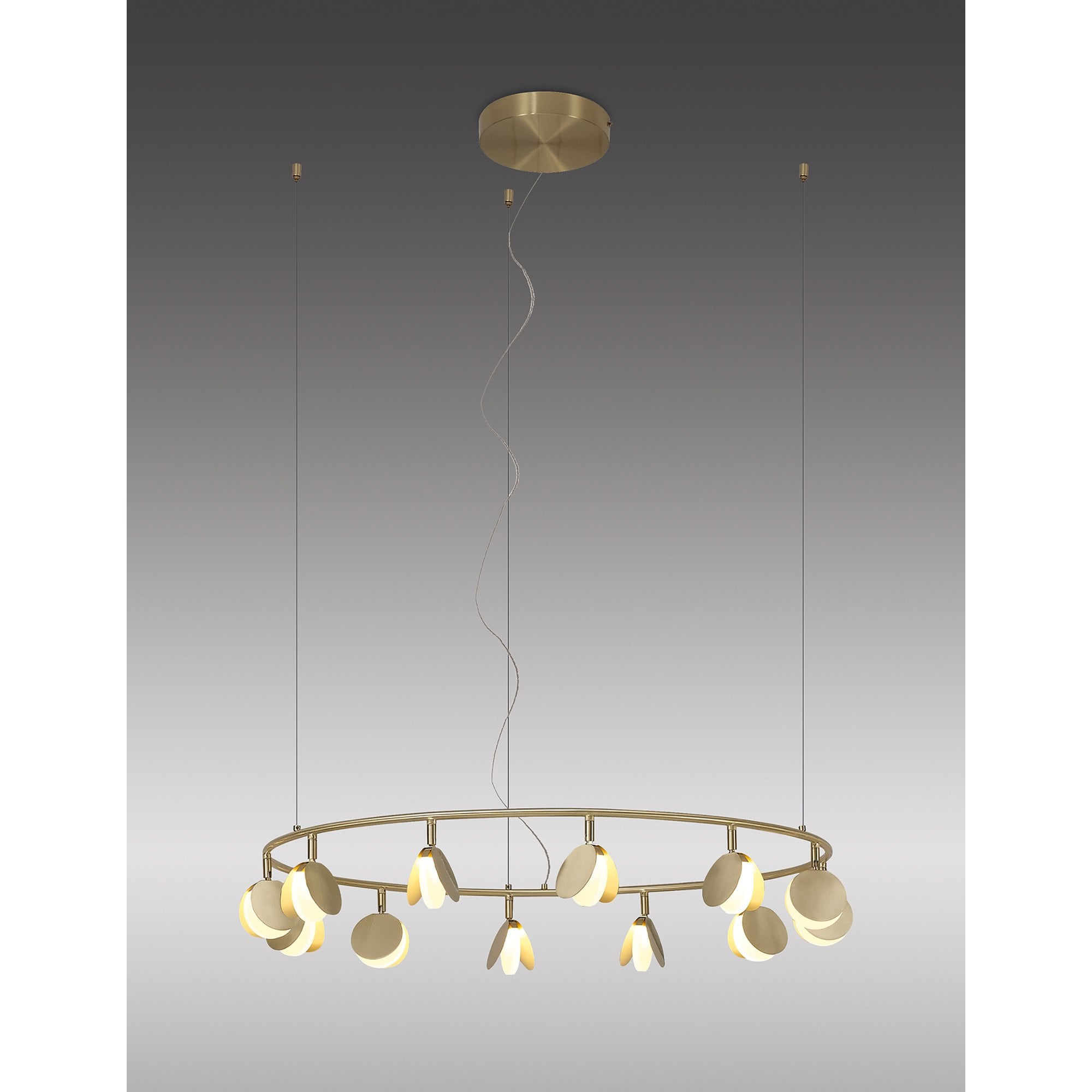 M7260 Shell 12 Light Pendant Round 50W LED Gold