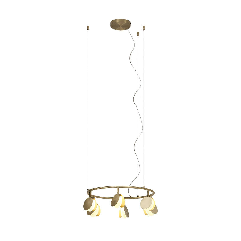 M7262 Shell 6 Light Pendant Round 30W LED Gold