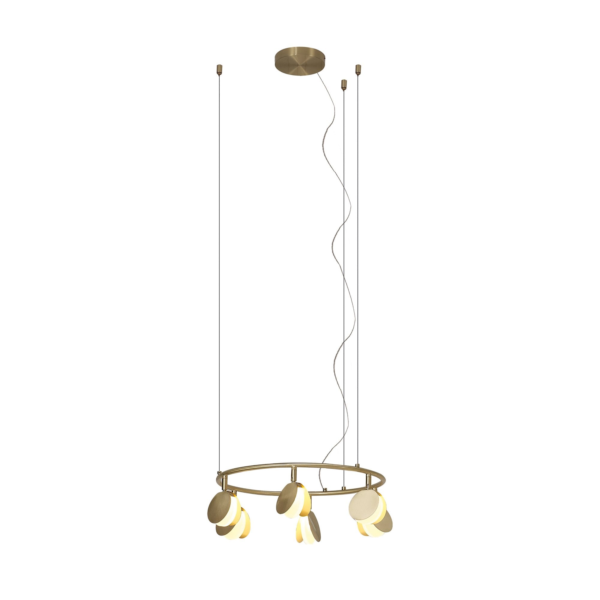 M7262 Shell 6 Light Pendant Round 30W LED Gold
